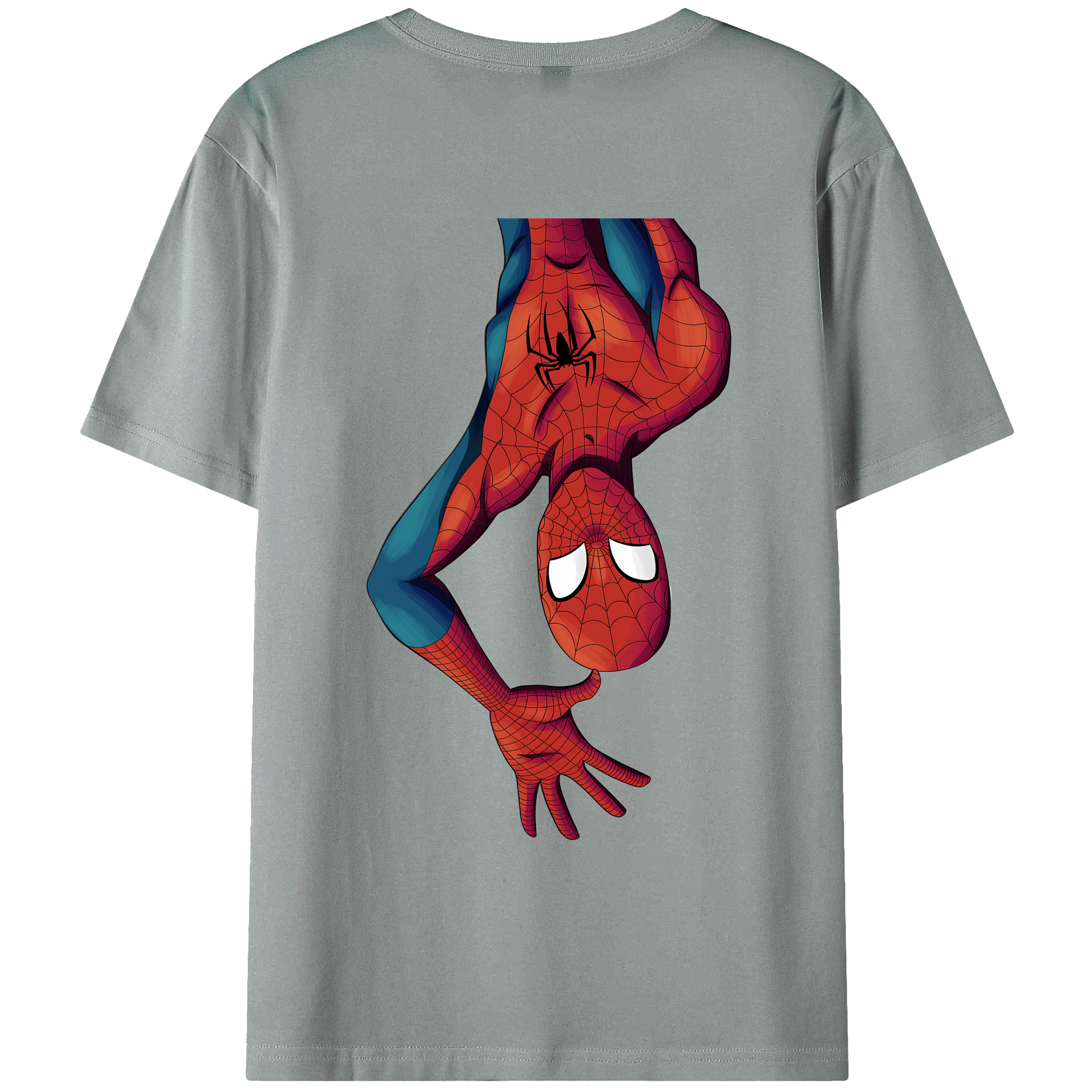 （画像用） Spider Man スパイダーマン 綿100％ メンズ半袖Tシャツ（バックプリント） 通気性